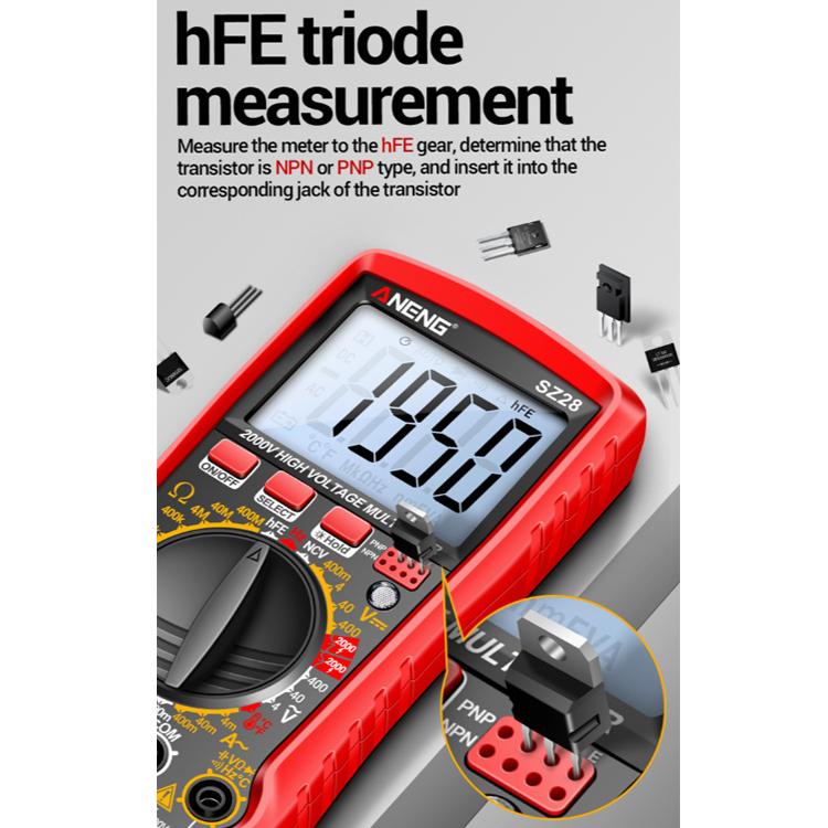 ANENG 2000V High Voltage High Precision Photovoltaic Digital Multimeter, SZ28 Red, SZ28 Black