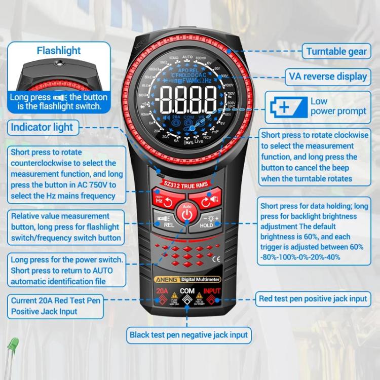 ANENG Portable High-precision Rotating Disk Intelligent Fully Automatic Multimeter, SZ312