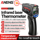 ANENG TH06 Oil Temperature High Precision Thermometer Laser Baking Infrared Water Thermometer, TH06 Orange, TH06 Black