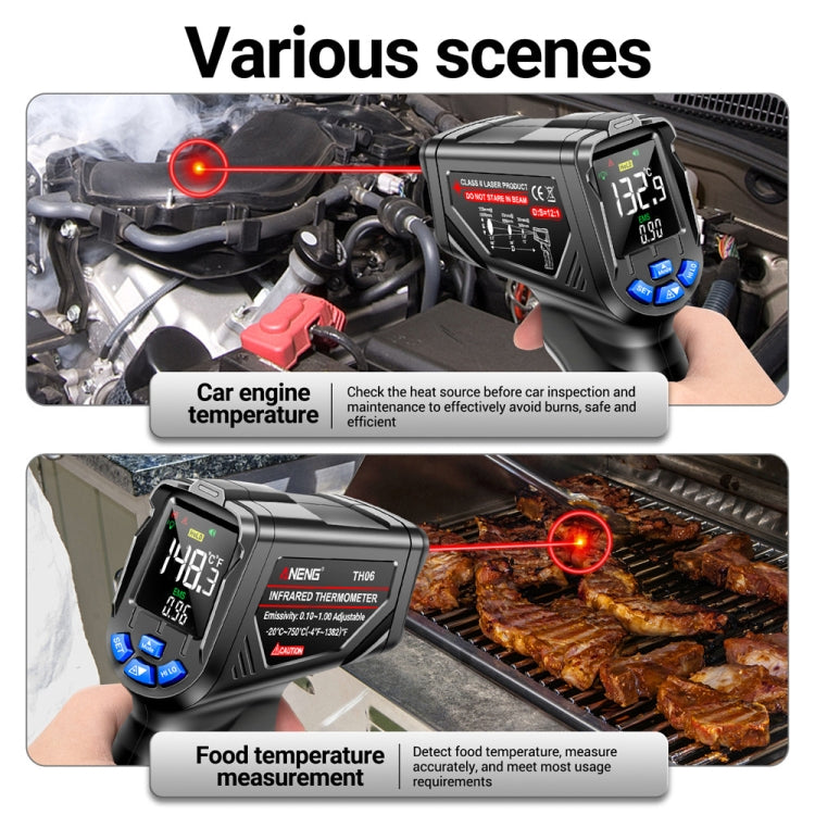 ANENG TH06 Oil Temperature High Precision Thermometer Laser Baking Infrared Water Thermometer, TH06 Orange, TH06 Black