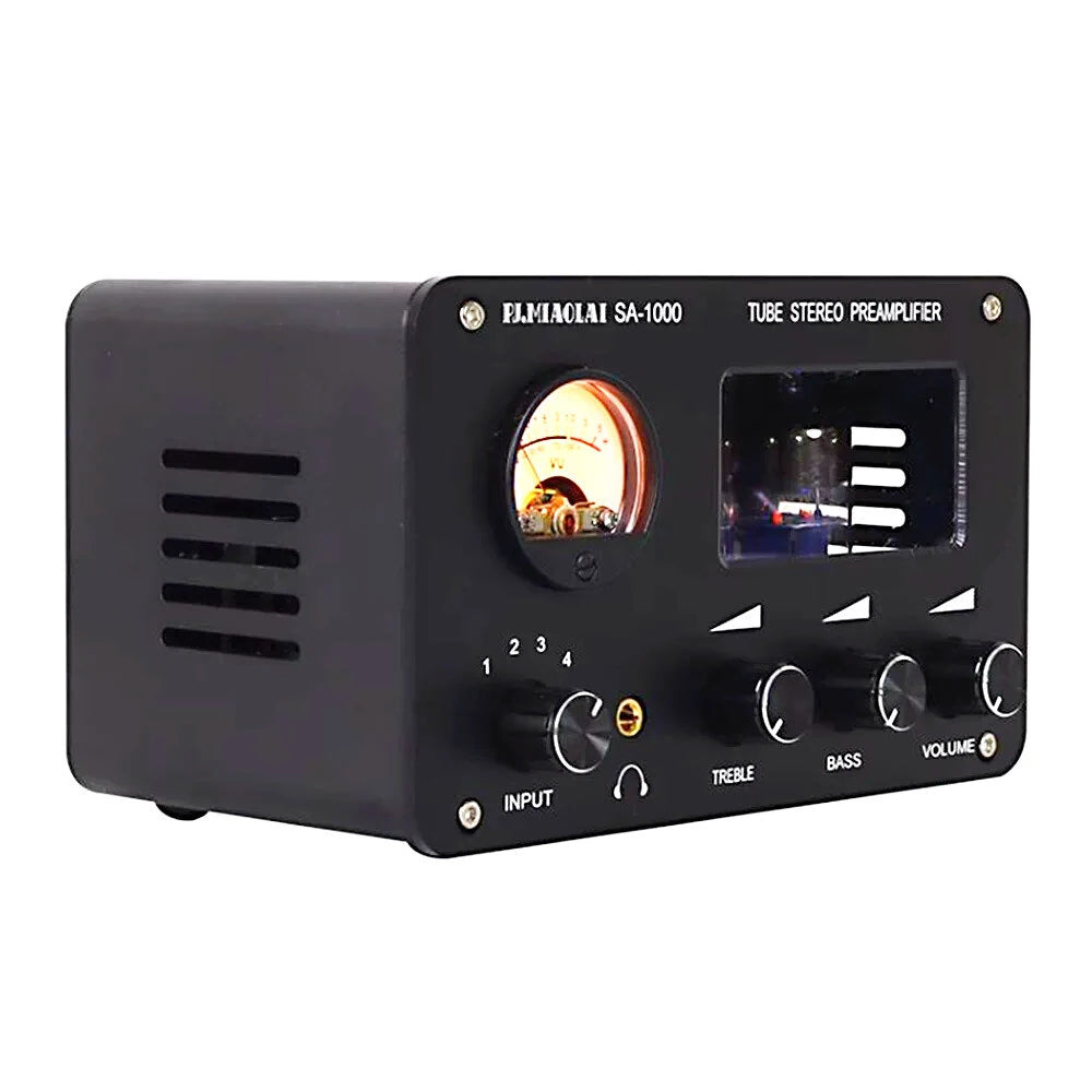 PJ.MIAOLAI SA-1000 6H3N Tube Preamplifier HiFi 4 Input 2 Output VU Meter Headphone Amplifier Audiophile Sound Quality Aluminum Body Home Theater Audio Amp