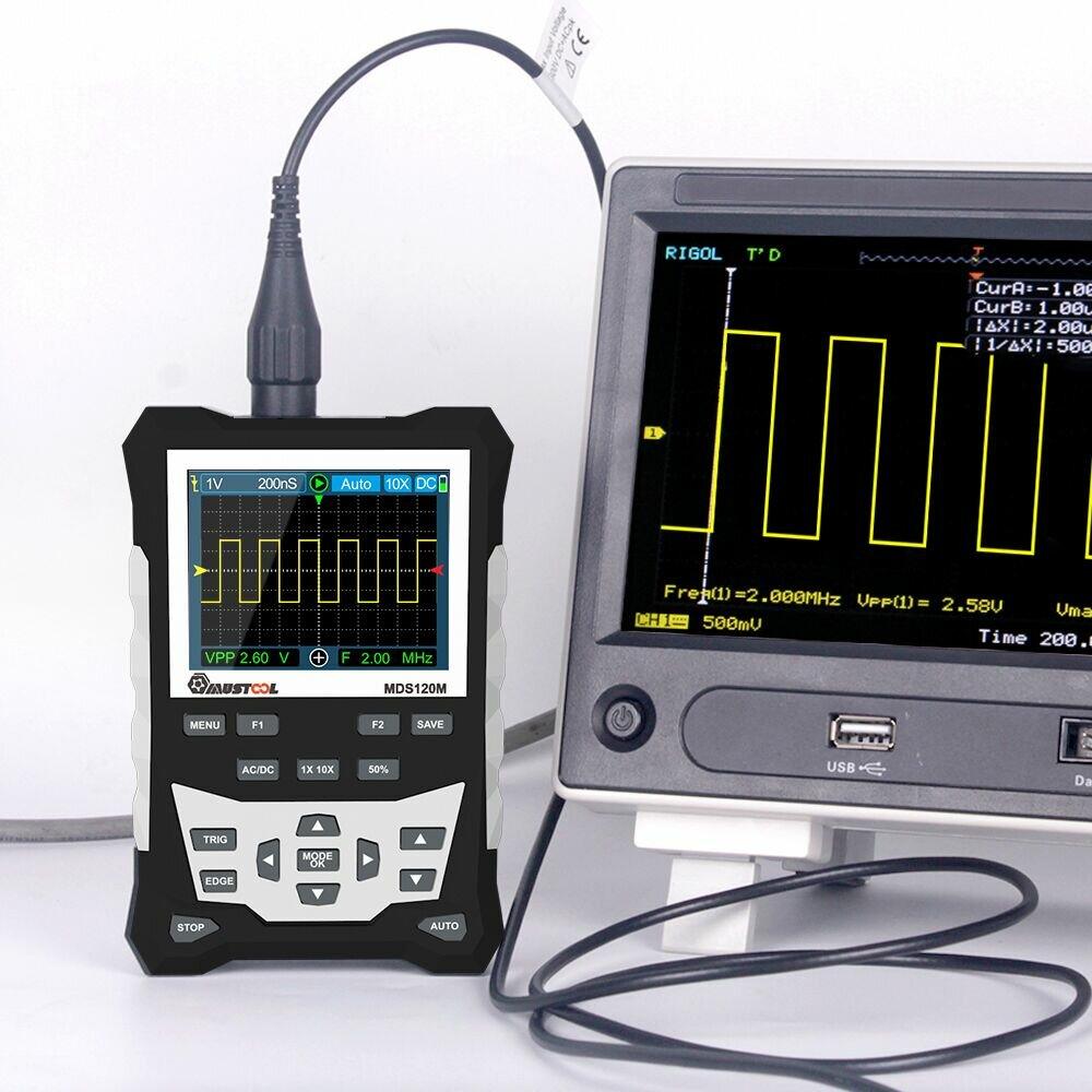 MUSTOOL MDS120M Professional Digital Oscilloscope 120MHz Analog Bandwidth 500MS/s Sampling Rate 320x240 LCD Screen Support Waveform Storage with Backlight - Zen Craft