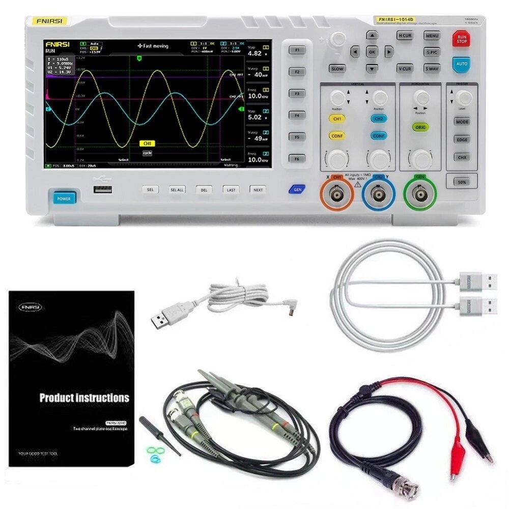 FNIRSI-1014D 7 Inch TFT LCD Display Screen 2 In 1 Dual Channel Input Storage Oscilloscope Digital Signal Generator - Zen Craft