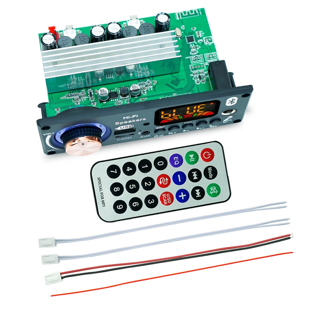 D186BT TPA3116 100W+100W Stereo Bluetooth MP3 Audio Decoder Amplifier Board with Recording Treble Bass Controls