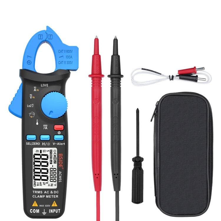 BSIDE ACM91 Digital Clamp Meter AC/DC Current 1mA True RMS Auto Range Capacitor Tester Multimeter, ACM91 Blue, ACM91 Black, ACM91 Grey ACM91 Blue Blue