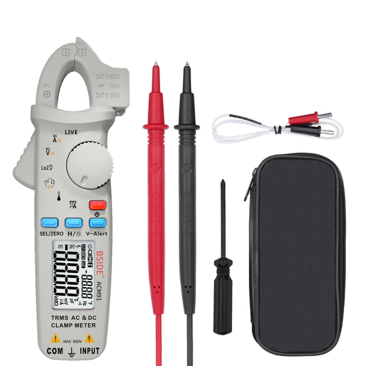 BSIDE ACM91 Digital Clamp Meter AC/DC Current 1mA True RMS Auto Range Capacitor Tester Multimeter, ACM91 Blue, ACM91 Black, ACM91 Grey ACM91 Grey Grey