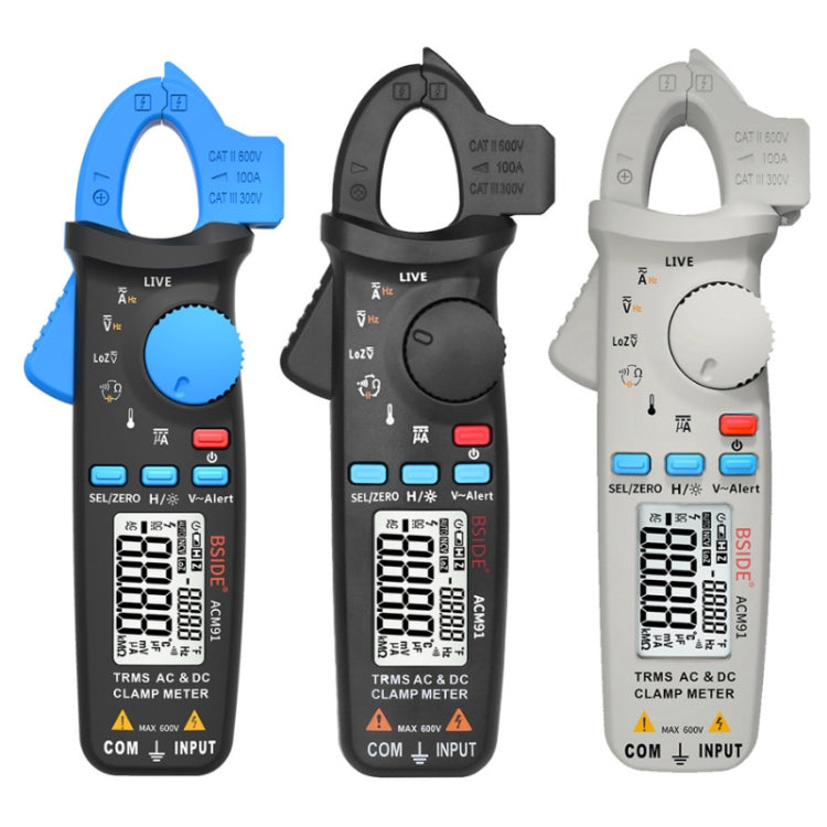 BSIDE ACM91 Digital Clamp Meter AC/DC Current 1mA True RMS Auto Range Capacitor Tester Multimeter, ACM91 Blue, ACM91 Black, ACM91 Grey