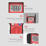 BSIDE ADMS6 High-precision Fully Automatic Small Digital Intelligent Multimeter with HD Digital Display & Shockproof Cover, Support Function Range Switch & Double-sided Pen Holder