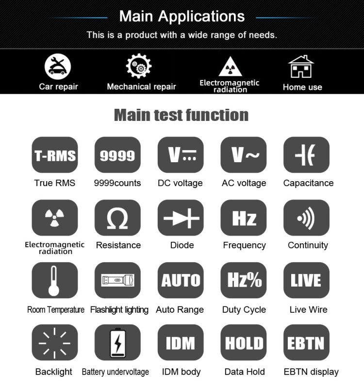 BSIDE S20 Intelligent Large Screen Electromagnetic Radiation Multimeter Tester, S20