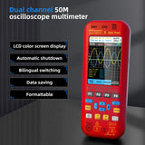 BSIDE O9 Digital Handheld Dual Channel 50MHz Oscilloscope Signal Source Multimeter, With Single Oscilloscope Probe (Red), With Dual Oscilloscope Probe (Red)