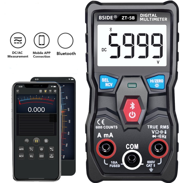 BSIDE ZT-5B Smart Bluetooth 6000 Words Automatic Range Digital Multimeter, ZT-5B