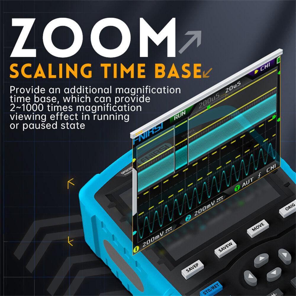 FNIRSI DPOX180H Handheld Phosphor Digital Oscilloscope 180MHz -3DB 50000wfms/s Dual Channel 20Mhz Signal Generator ZOOM XY FFT - Zen Craft