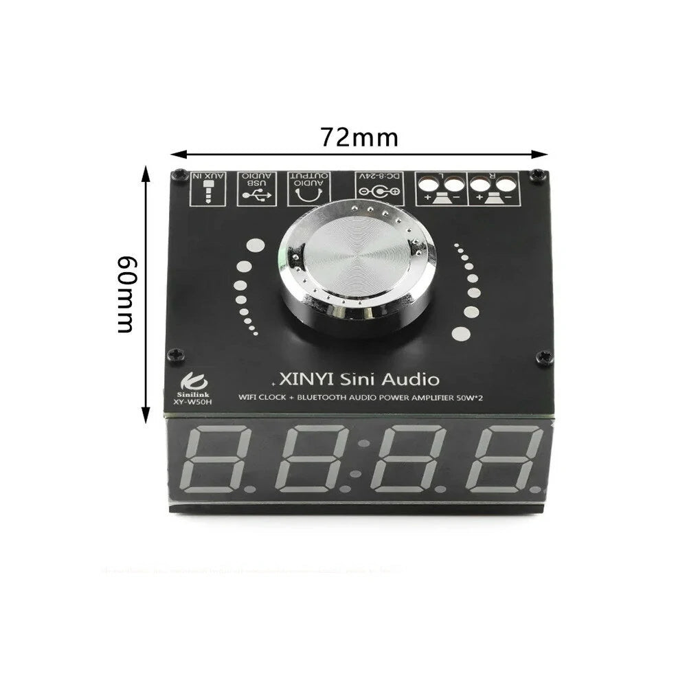 XY-W50H HIFI 50W*2 Stereo bluetooth 5.0 Digital Power Amplifier Board Module with WIFI Timing Clock BT5.0 Audio Module DC8-24V