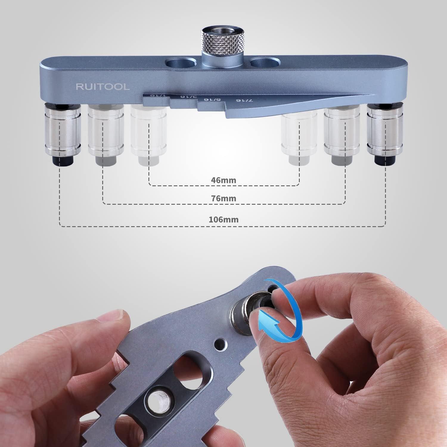 Precision Dowel Jig Kit Aluminum Alloy Self-Centering Line Scriber Woodworking Tools with 1/4 5/16 3/8inch Drill Bits Professional Drill Guide for Hand Tools - Zen Craft