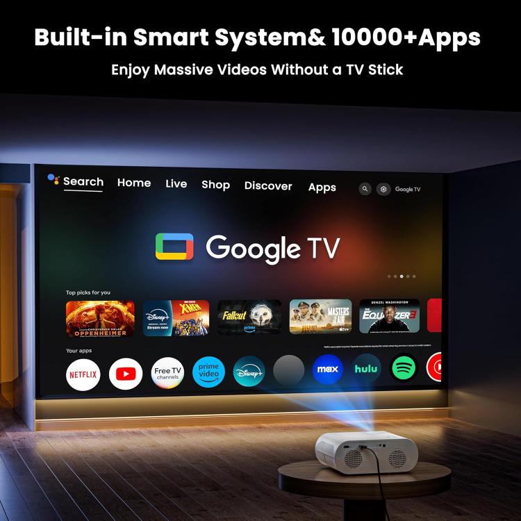 Cheerlux C10 Google TV Version 2K Dongle 1920x1080P 300ANSI Smart Projector, US Plug, UK Plug, AU Plug, EU Plug