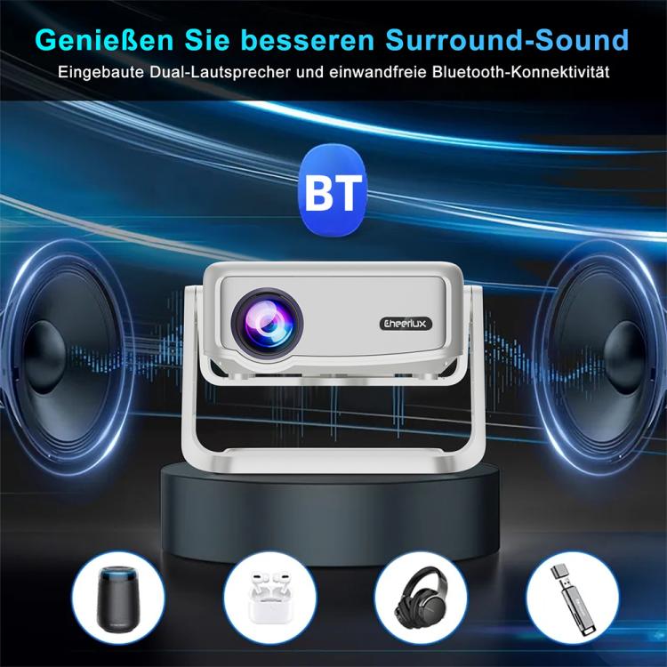 Cheerlux C6C Android Version 1280x720P 180ANSI Bluetooth 5.0 Smart Projector, with Gimbal, US Plug, UK Plug, AU Plug, EU Plug