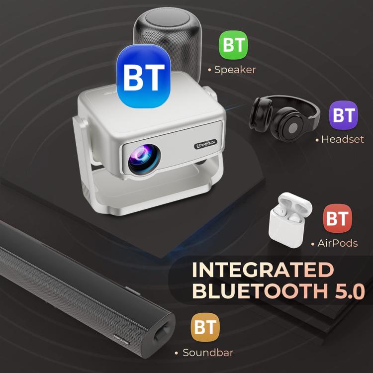 Cheerlux C6C Android Version 1280x720P 180ANSI Bluetooth 5.0 Smart Projector, with Gimbal, US Plug, UK Plug, AU Plug, EU Plug