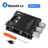 ZK-502MT bluetooth 5.0 Amplifier Board 2x50W High Power Stereo Audio Module Bass Treble Control Dual Channel AUX Input Portable HiFi Sound System for Speakers