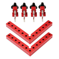 4 Pack VEIKO 140mm x 140mm 90 Degree Right Angle Clamps Positioning Squares MM/Inch Scale Aluminum Alloy Woodworking Carpenter Corner Clamping for Picture Frame Cabinet Drawer - Zen Craft