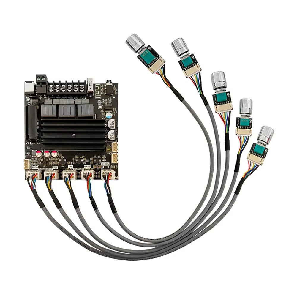 ZK-ST21 bluetooth Digital Amplifier Board 2.1 Channel 100W+100W+200W Subwoofer Chip TPA3221 DC12-30V 10A