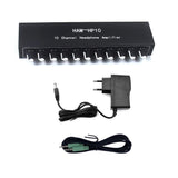 HAM-HP10 10 Channel Stereo Headphone Amplifier 1 Input 10 Output 12dB Gain NJM4556A 3.5mm Jack DC 12-24V Volume Control