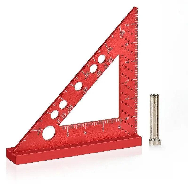 4 Inch Red Aluminum Alloy Triangle Ruler High Precision for Woodworking Carpentry Marking Gauge Angles 90 Degree Measuring Square - Zen Craft