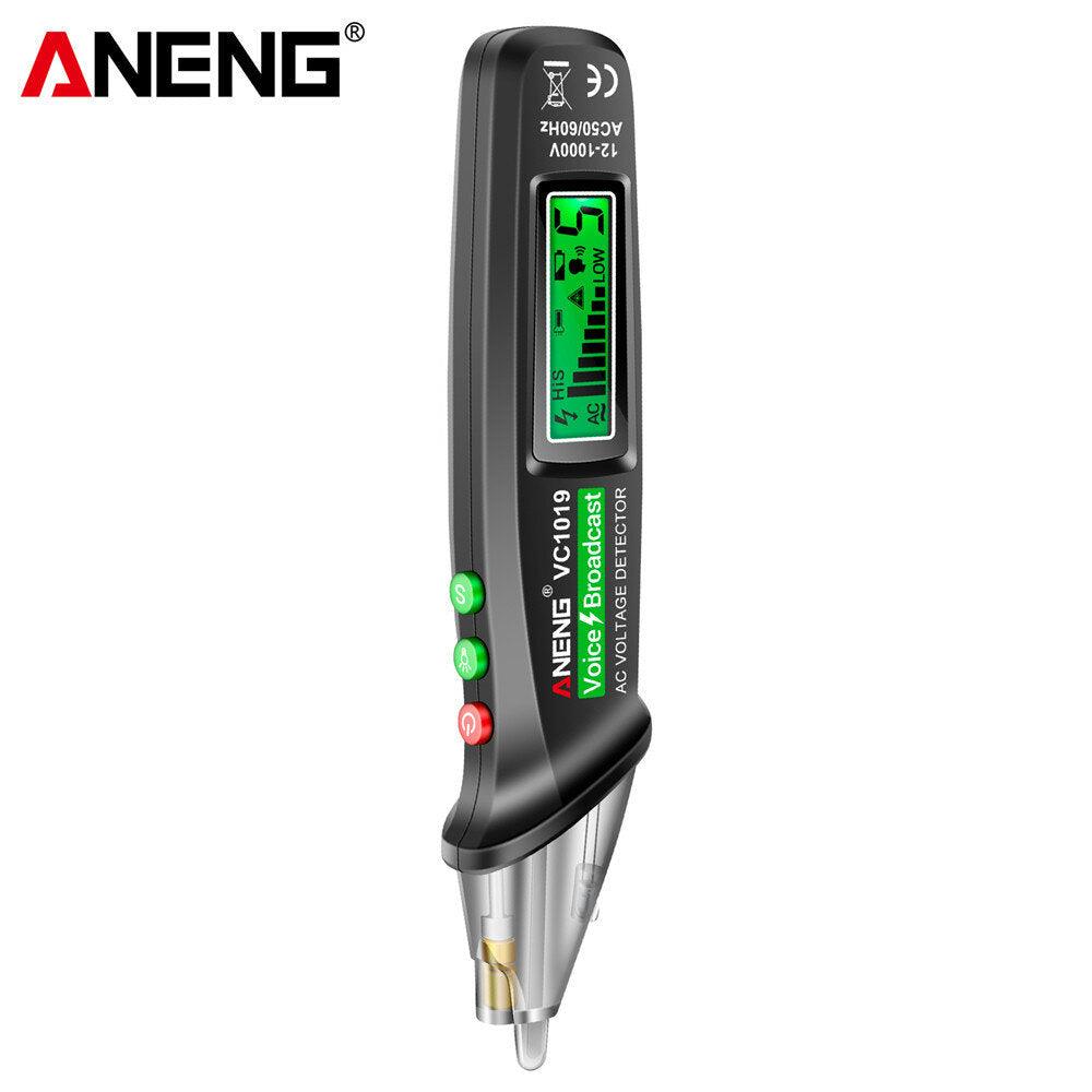 ANENG VC1019 Red Laser Test Pen Voice Broadcast Voltage Detector 12-1000V Volt Current Non-Contact Pen Electric Teste Meter Tool - Zen Craft