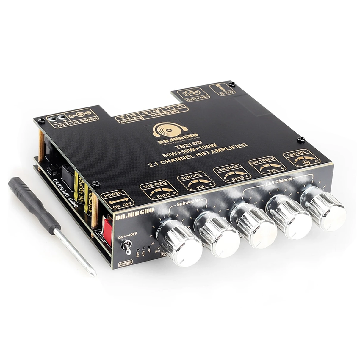 ZK-TB21 PRO 2.1 Channel 5.2 Stereo bluetooth Amplifier Board 50W+50W+100W TPA3116D2 Chip AUX Amplifier