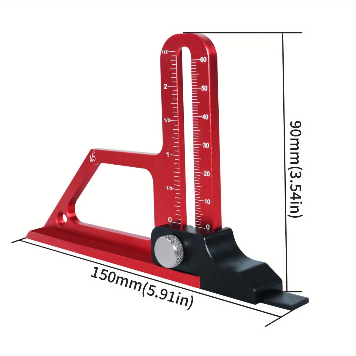 Adjustable Table Saw Depth Gauge 0-60mm with Metric and Inch Scale Aluminum Installing Blade Router Bits Height Measuring Gauge - Zen Craft