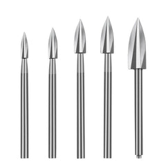 5Pcs Wood Carving Drill Bits HSS Engraving Drill Bit Set Solid Carbide Root Milling Grinder Burr Precise Woodworking Carve Tools