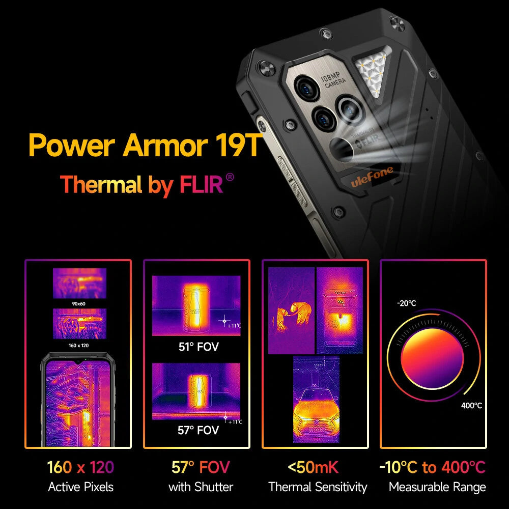 Ulefone Power Armor 19T Thermal Imaging Camera 108MP Triple Camera 17GB 256GB