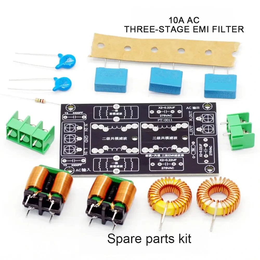 4A 10A 20A EMI Line Filter Board Kit Three-Stage AC 110-250V Audio Power Amplifier EMI Filter
