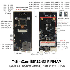 LILYGO T-SIMCAM ESP32-S3 CAM Development Board WiFi Bluetooth 5.0 Wireless Module With OV2640 Camera TF Slot Adapt T-PCIE SIM