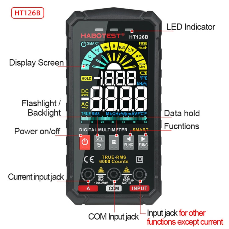 HABOTEST HT126B Digital High Precision Mini Multimeter, HT126B