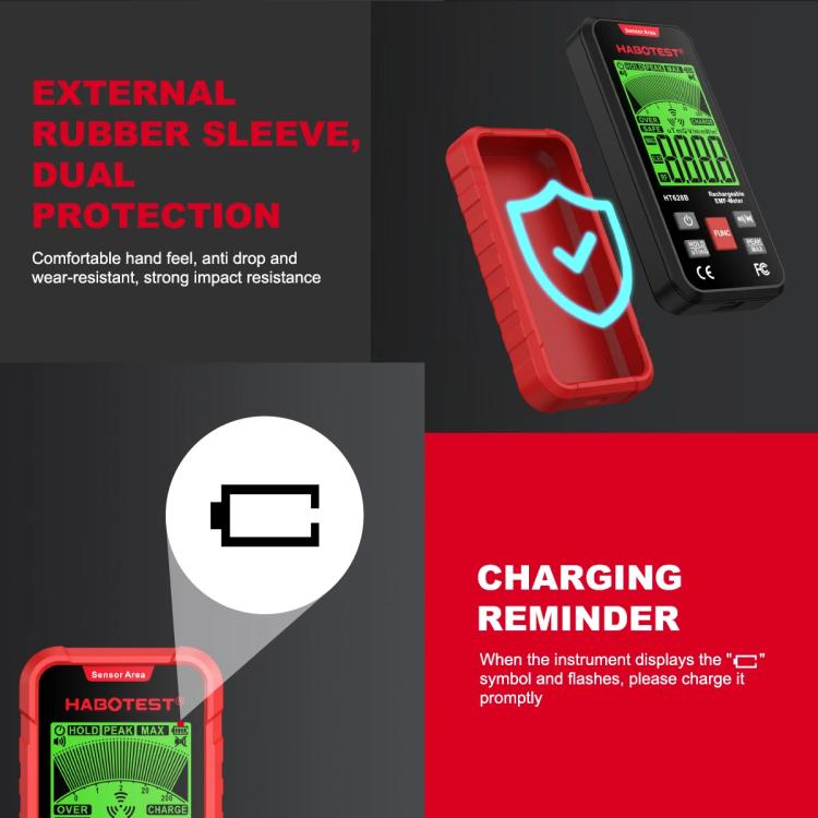 HABOTEST HT628B Multi-Field EMF Meter Rechargeable Electromagnetic Radiation Tester, HT628B