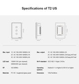 Sonoff T2 Touch 120mm Tempered Glass Panel Wall Switch Smart Home Light Touch Switch, Compatible with Alexa and Google Home, AC 100V-240V, US Plug, 120mm/ 1 US Plug