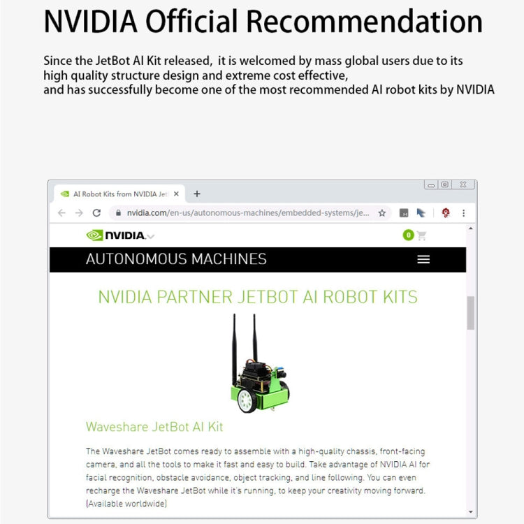 Waveshare JetBot AI Kit Accessories, Add-ons for Jetson Nano to Build JetBot, US Plug, Add-ons for Jetson Nano
