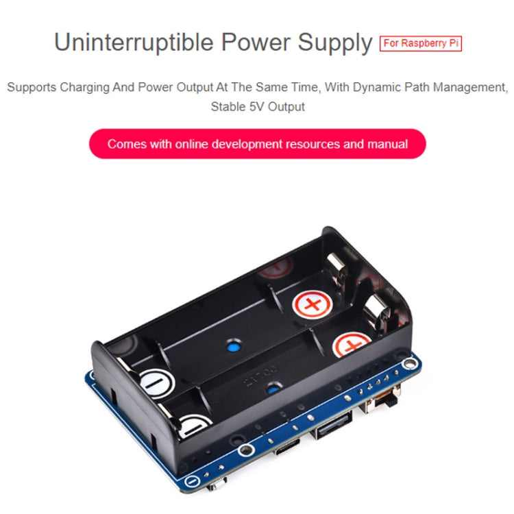 Waveshare 25567 For Raspberry Pi UPS HAT (D), Pogo Pins Connector , Without Battery