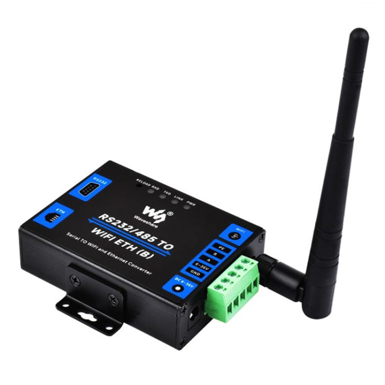 Waveshare Industrial Grade Serial Server RS232/485 to WiFi / Ethernet, RJ45 Network Port, RJ45 Network Port with POE Support