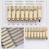 2 PCS Archival Pigment Ink Drawing Fineliner Pens Nib Manga Micron Pen, 0.5mm, 0.25mm, 0.3mm, 0.35mm, 0.4mm, 0.45mm