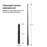 1.2m Action Camera Accessories Selfie Stick for Insta360 ONE X and ONE Sport Camera Handle Accessories, 1.2m for Insta360 ONE X / ONE