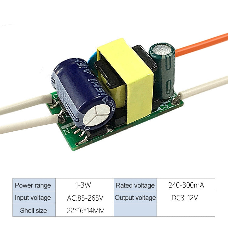 1-3W LED Driver Adapter Isolated Power Supply AC 85-265V to DC 3-12V, 1-3W