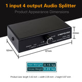 1 In 4 Out Audio Frequency Signal Splitter Distribute Device, Non Consumption, 3.5mm Interface Output, 1 In 4 Out 3.5mm Interface