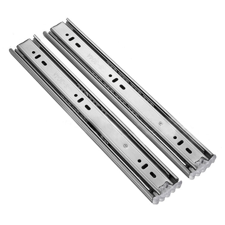 10 inches 3-section Mute Stainless Steel Sliding Drawer Slides Ball Slide Rail Length: 25cm, 10 inches