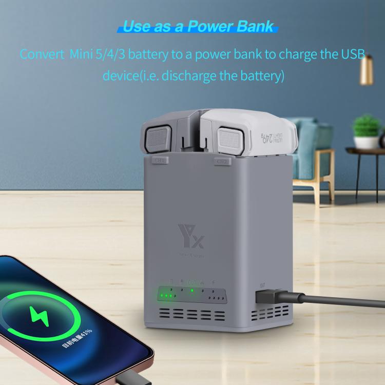 YX 100W Battery Charger For DJI Mini 5 Pro/Mini 4 Pro/Mini 3 Pro/Mini 3 Dual-Channel Charging Station, 100W