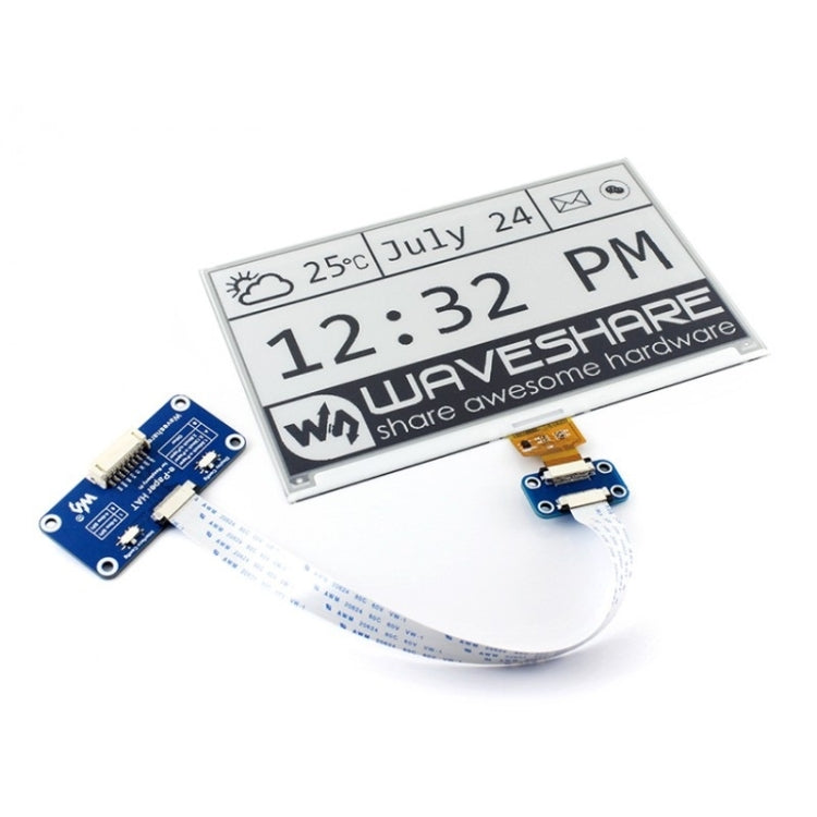 Waveshare 7.5 inch 800x400 Pixel E-Ink Display HAT for Raspberry Pi, 13504