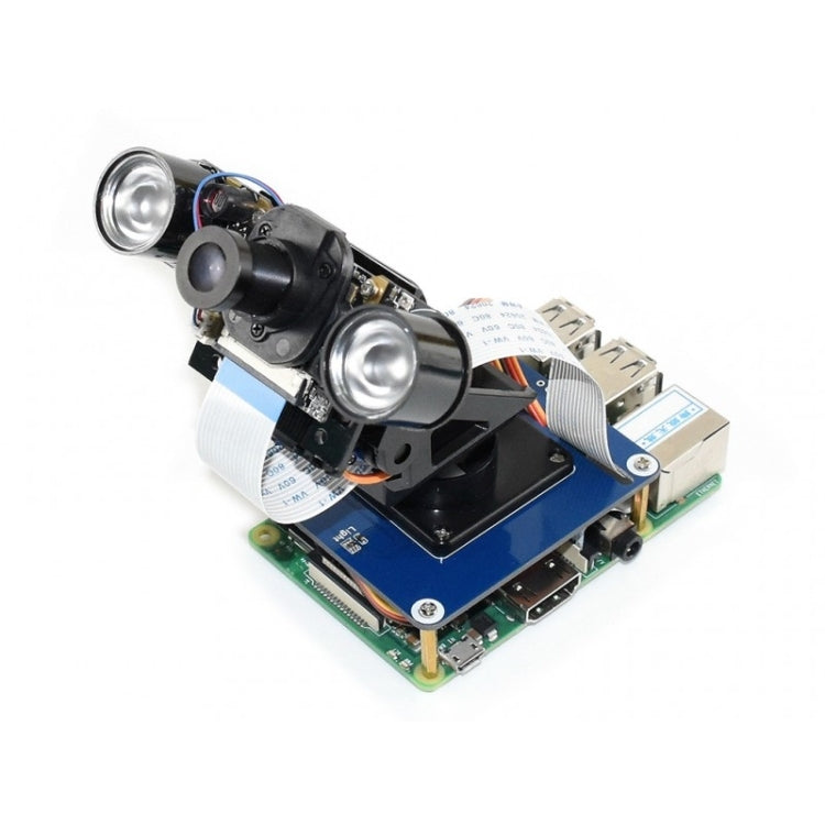 Waveshare 2-DOF Pan-Tilt HAT for Raspberry Pi, Light Intensity Sensing, I2C Interface, 16138