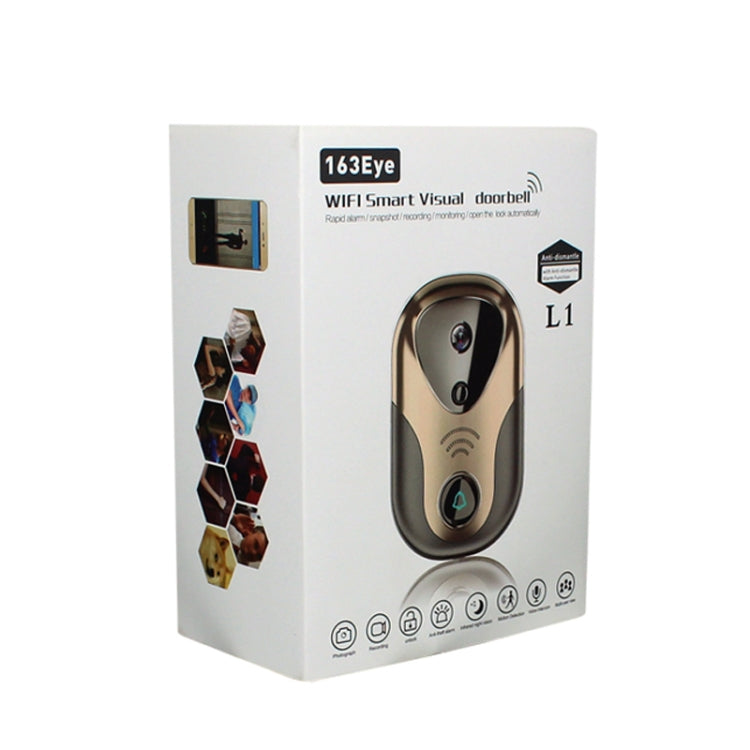 163Eye L1-NJ Smart Visual WIFI 1.3MP Network HD Intercom Doorbell , Support Micro SD Card & Night Vision, 163Eye Gold, 163Eye