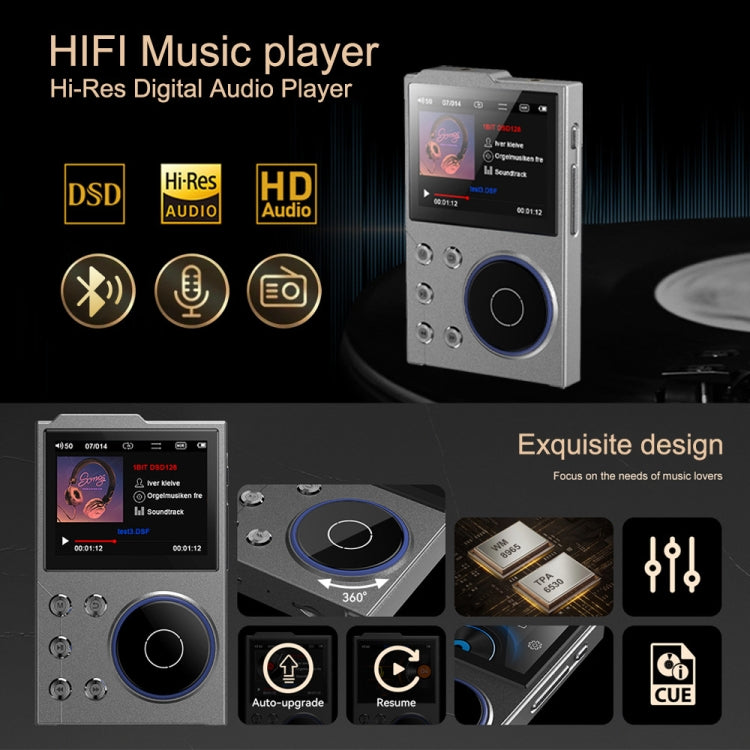 2.4 Inch HIFI Bluetooth Music Player DSD256 Mastering Sound Quality Walkman, 16GB, 16GB+8GB, 16GB+16GB, 16GB+32GB