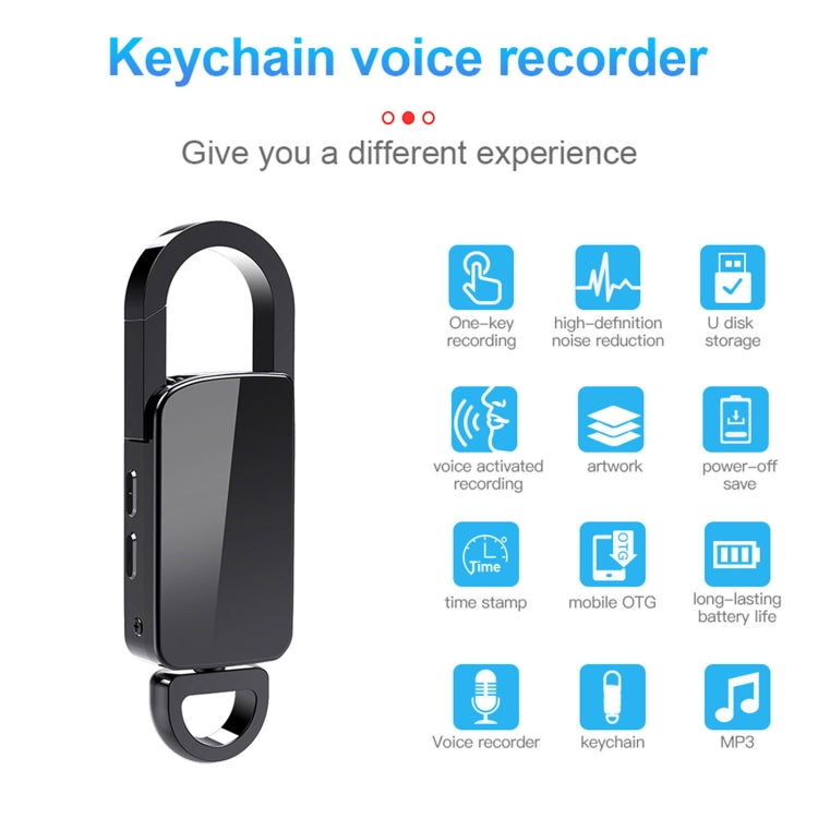S20 16GB Keychain HD Noise Reduction Portable Recording Pen, 16GB
